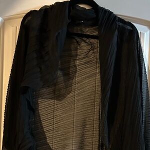 Sheer Black Shawl One Size With Sleeves